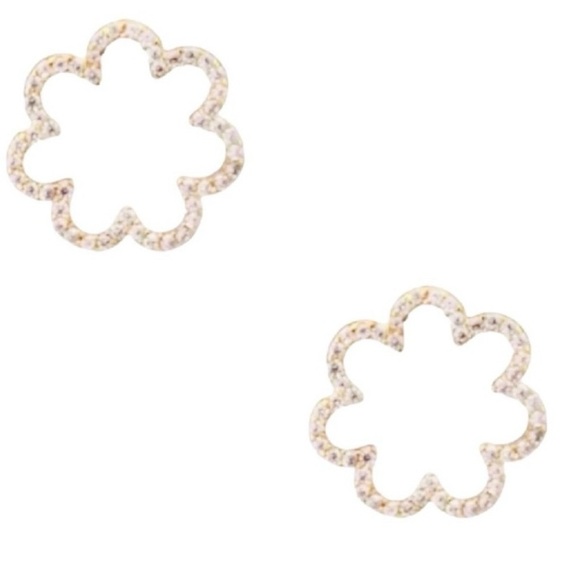 kate spade Jewelry - Kate Spade Scrunched Scallops Pavé Flower Stud Earrings - Gold